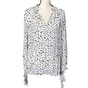 Derek Lam 10 Crosby  Womens Sz 4 Sheer Black &White Silk Long Sleeve Tunic Top